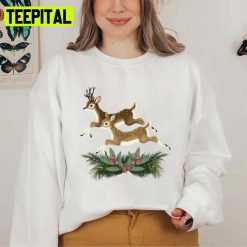 Winter Deer Repeat Pattern Graphic Xmas Unisex Sweatshirt