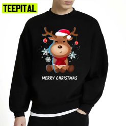 Winter Reindeer Merry Christmas Deer Santa Snow Design Unisex Sweatshirt