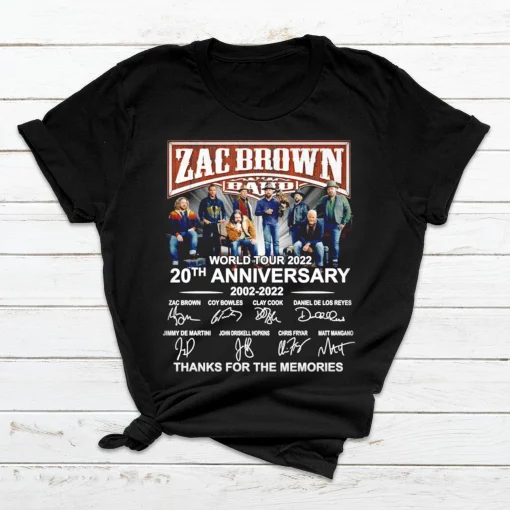 Zac Brown World Tour 2022 20th Anniversary 2002 2022 Thanks For The Memories Trending Unisex Shirt