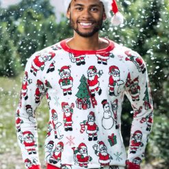 3D Repeating Santa Pattern Ugly Christmas Sweater