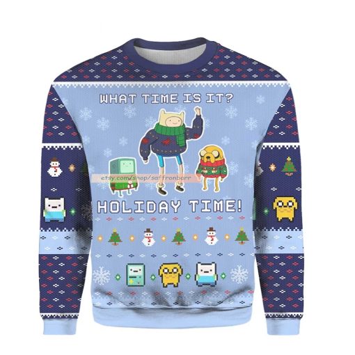 Adventure Time Christmas Time What Time Is It Holiday Time Ugly 3D Sweater