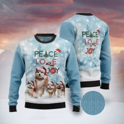 Akita Peace Love Joy Unisex 3D Ugly Christmas Sweater