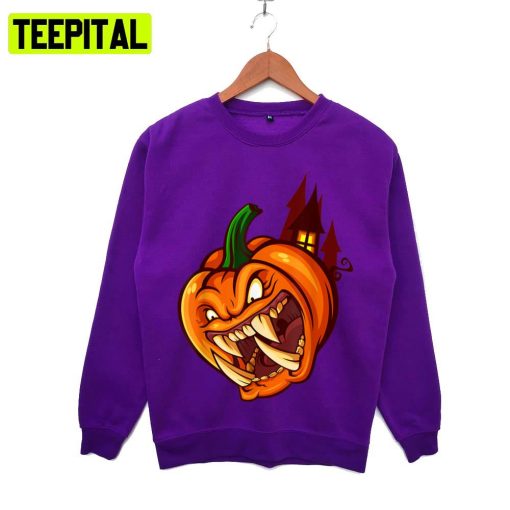 Angry Scary Evil Pumpkin Halloween Hoodie