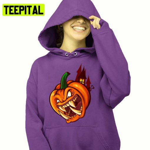 Angry Scary Evil Pumpkin Halloween Hoodie