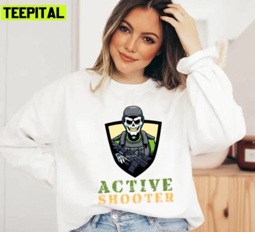 Animated Armed Skeleton Active Shooter Unisex T-Shirt