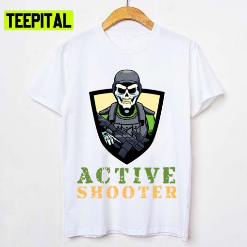 Animated Armed Skeleton Active Shooter Unisex T-Shirt