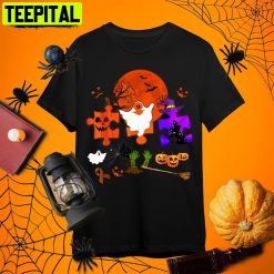 Autism Awareness Three Puzzles Scary Witch Pumpkin Single Dad Halloween Retro Art Unisex T-Shirt