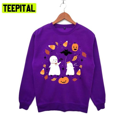 Autumn Ghosties Cute Design Fall Icons Hoodie