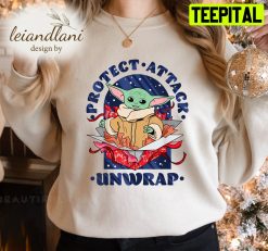 Baby Yoda Protect Attack Unwrap Star Wars Sweatshirt