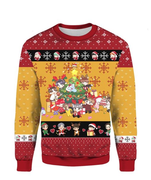 Bangtan Boys Friends BTS Chibi Ugly 3D Christmas Sweater