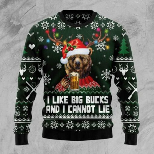 Bear Hunting and Beer Ugly 3D Christmas Sweater