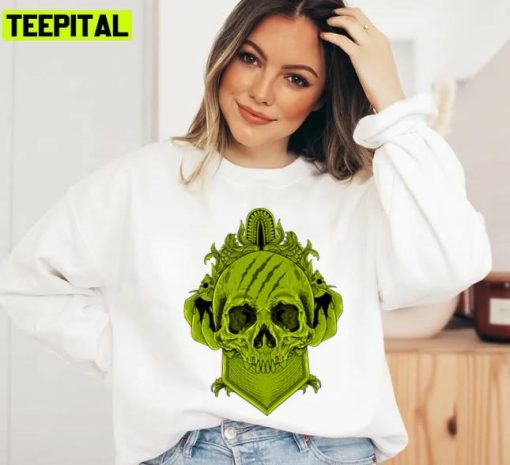 Big And Tall Halloween Green Skull Unisex Sweatshirt