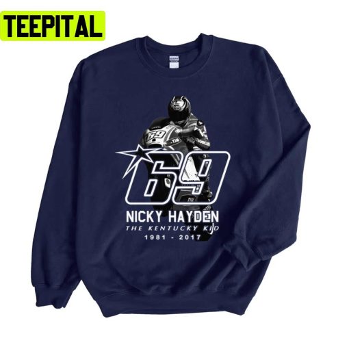 Black And White Art Nicky Hayden 69 Motorcycle Racer Unisex Sweatshirt