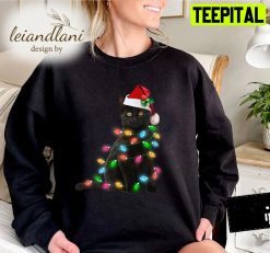 Black Cat Light Black Cat Cat Funny Santa Claus Christmas Sweatshirt