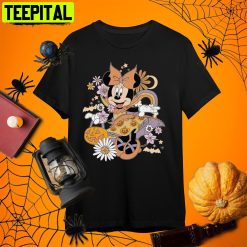 Boho Floral Minnie Minnie Mouse Halloween Retro Art Unisex T-Shirt