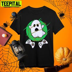 Boys Ghost Gamer Kids Men Halloween Retro Art Unisex T-Shirt