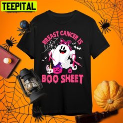 Breast Cancer Is Boo Sheet Ghost Halloween Breast Cancer Retro Art Unisex T-Shirt