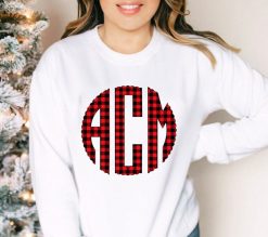 Buffalo Plaid Christmas Monogram Sweatshirt