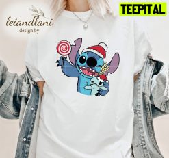 Candy Christmas Tree Santa Hat Present Christmas Holiday Stitch Christmas Unisesx T-Shirt