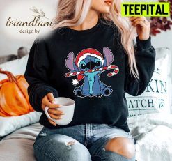 Candy Tree Santa Hat Present Holiday Stitch Christmas Sweatshirt