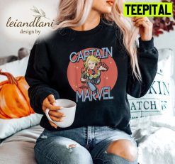 Captain Marvel Red Spot Action Pose Logo Graphic Avengers Anniversary Marvel Sweatshirt