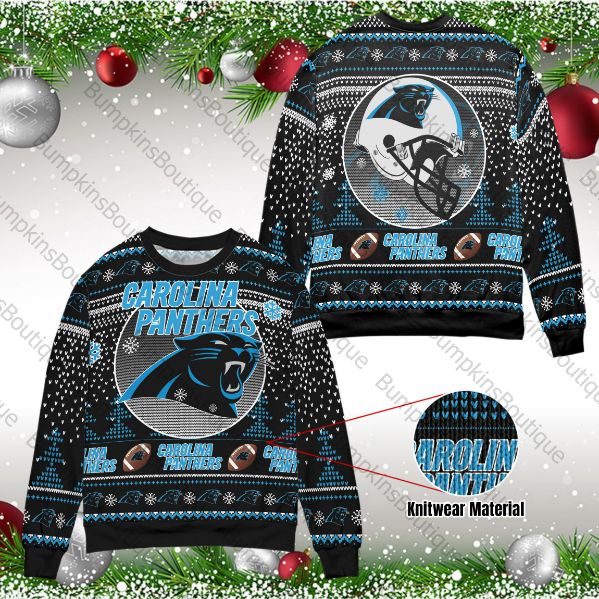 Carolina Panthers Ugly Sweater Skull Carolina Panthers Christmas