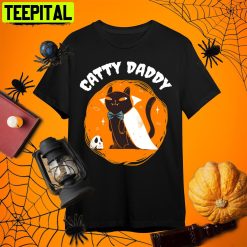 Catty Daddy Halloween Cat Dad Retro Art Unisex T-Shirt