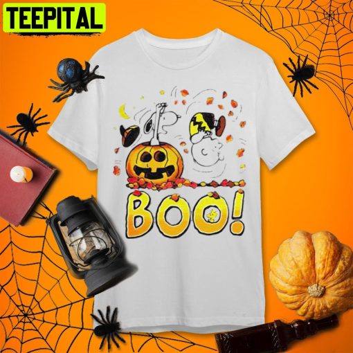 Charlie Brown Woodstock And Snoopy Boo Happy Charlie Brown Halloween Retro Art Unisex T-Shirt