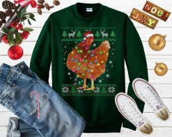 Chicken Santa Hat Christmas Lights Ugly Sweater