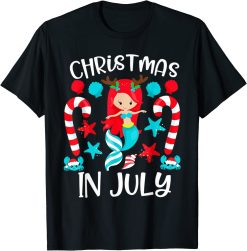 Christmas In July Cute Mermaid Summer Vacation T-Shirt