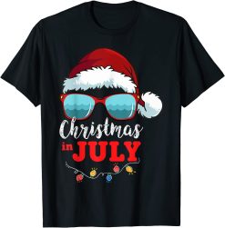 Christmas in July Santa Hat Sunglasses T-Shirt