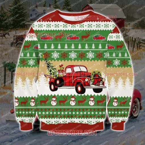 Christmas Red Truck Print Ugly Unisex 3D  Sweater