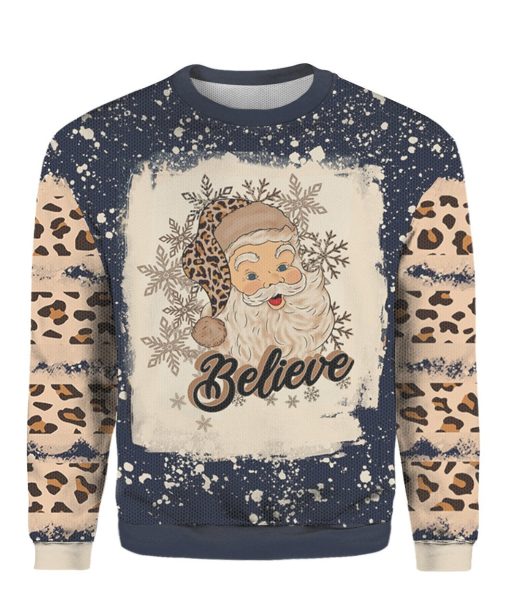 Christmas Santa Believe Leopard All Over Printed 3D 2022 Sweater