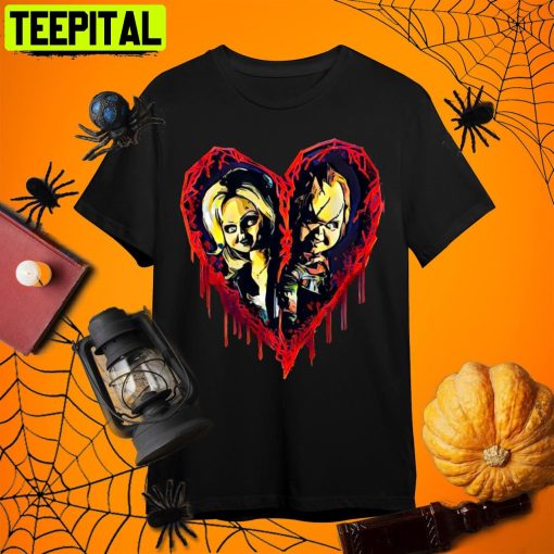 Chucky And Tiffany Heart Chucky Retro Art Unisex T-Shirt