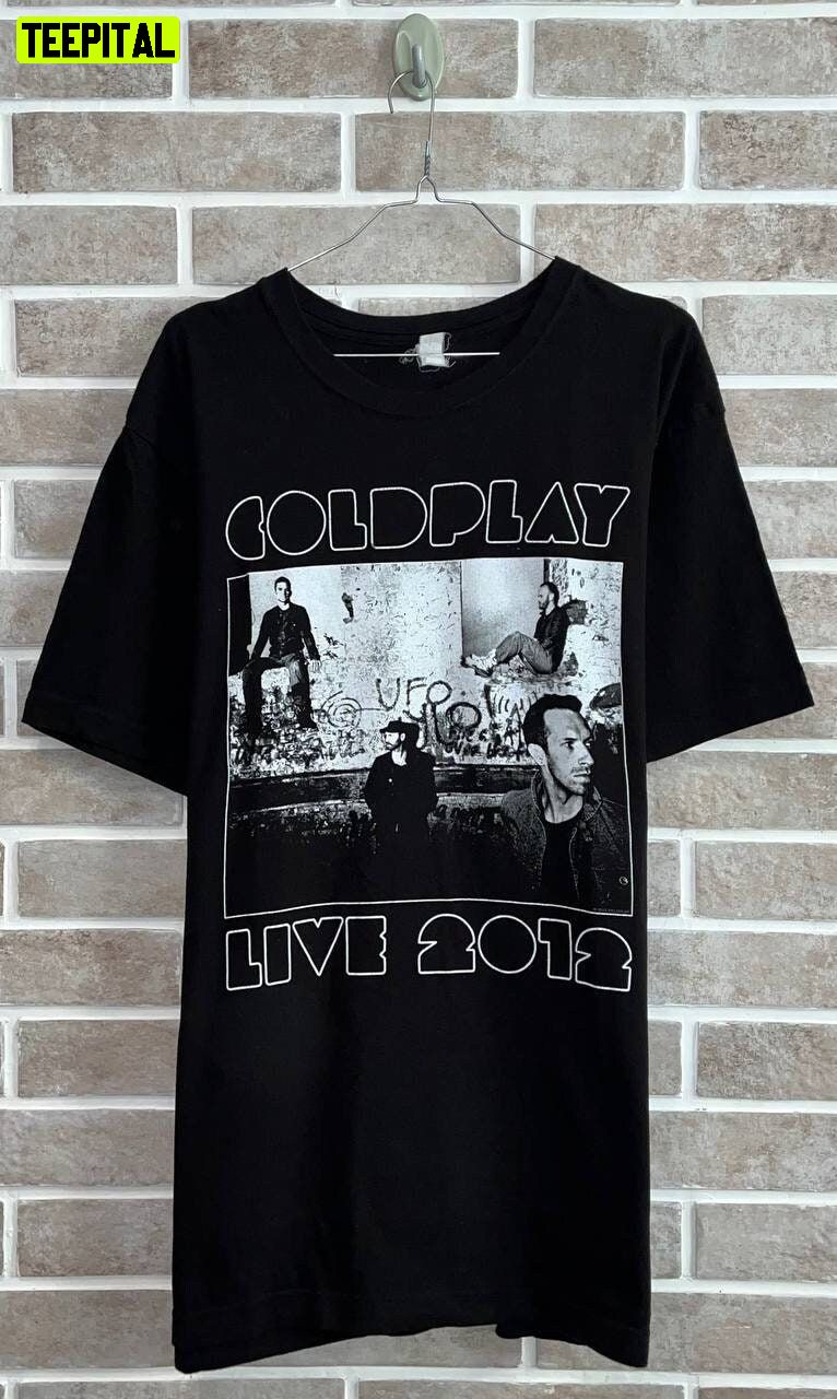 Coldplay 2012 Tour Concert Black Rare Retro Design T-Shirt – Teepital ...