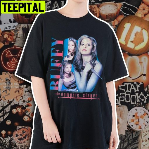 Collage Buffy The Vampire Slayer Sunny Dale Halloween Retro Design T-Shirt