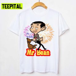 Cute Hand Drawn Cartoon Image Of Mr Bean And His Bear Unisex T-Shirt