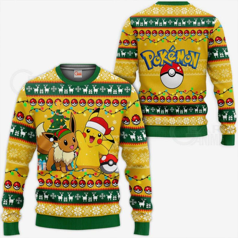 Cute P O K E M O N Xmas Pikachu Ugly Christmas Sweater