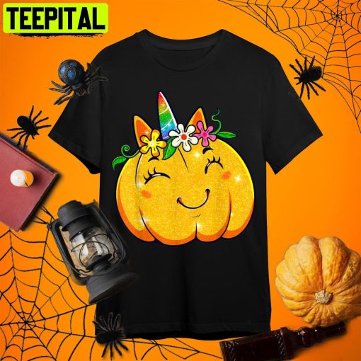 Cute Unicorn Pumpkin Halloween Thanksgiving T Retro Art Unisex T-Shirt