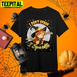 Cute Witch Halloween Women Girls Don’t Spook I Sparkle Retro Art Unisex T-Shirt