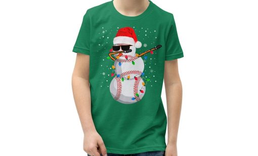 Dabbing Snowman Baseball Christmas Lights Shirt