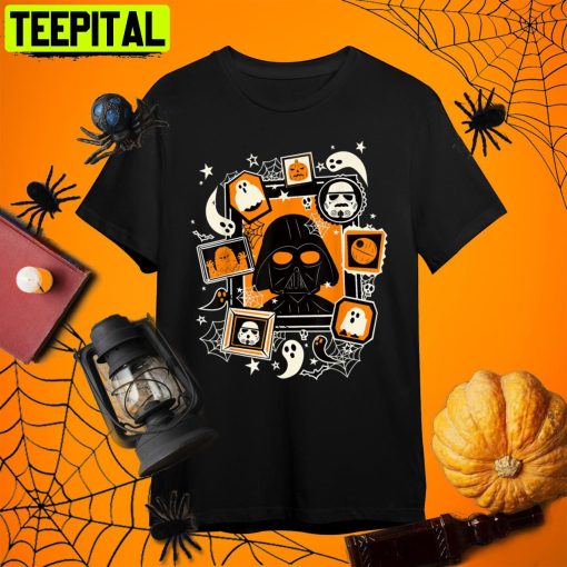 Darth Vader And Ghosts Halloween Poster Retro Art Unisex T-Shirt