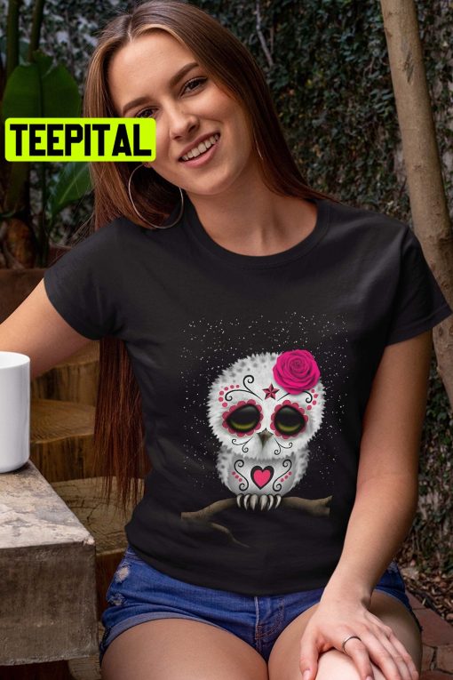 Dead Sugar Skull Owl Day Of The Dead Happy Halloween Trending Unisex Shirt