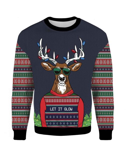 Deer Let It Glow Ugly Christmas 3D Sweater