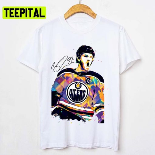 Digital Art Signature Ice Hockey Connor Mcdavid Unisex T-Shirt