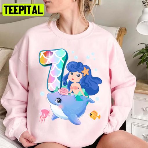 Disney Design 7th Birthday Mermaid Birthday Unisex Sweatshirt