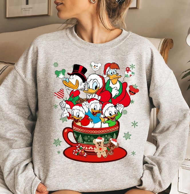 Disney Ducktales Christmas Coffee Cup Balloon Sweatshirt