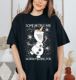 Disney Frozen Olaf Some People Are Worth Melting For Xmas T-Shirt