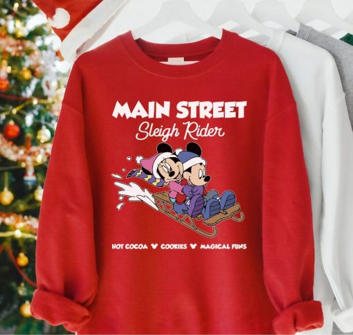 Disney Mickey and Minnie Main Street Sleigh Rider Christmas Sweatshirt