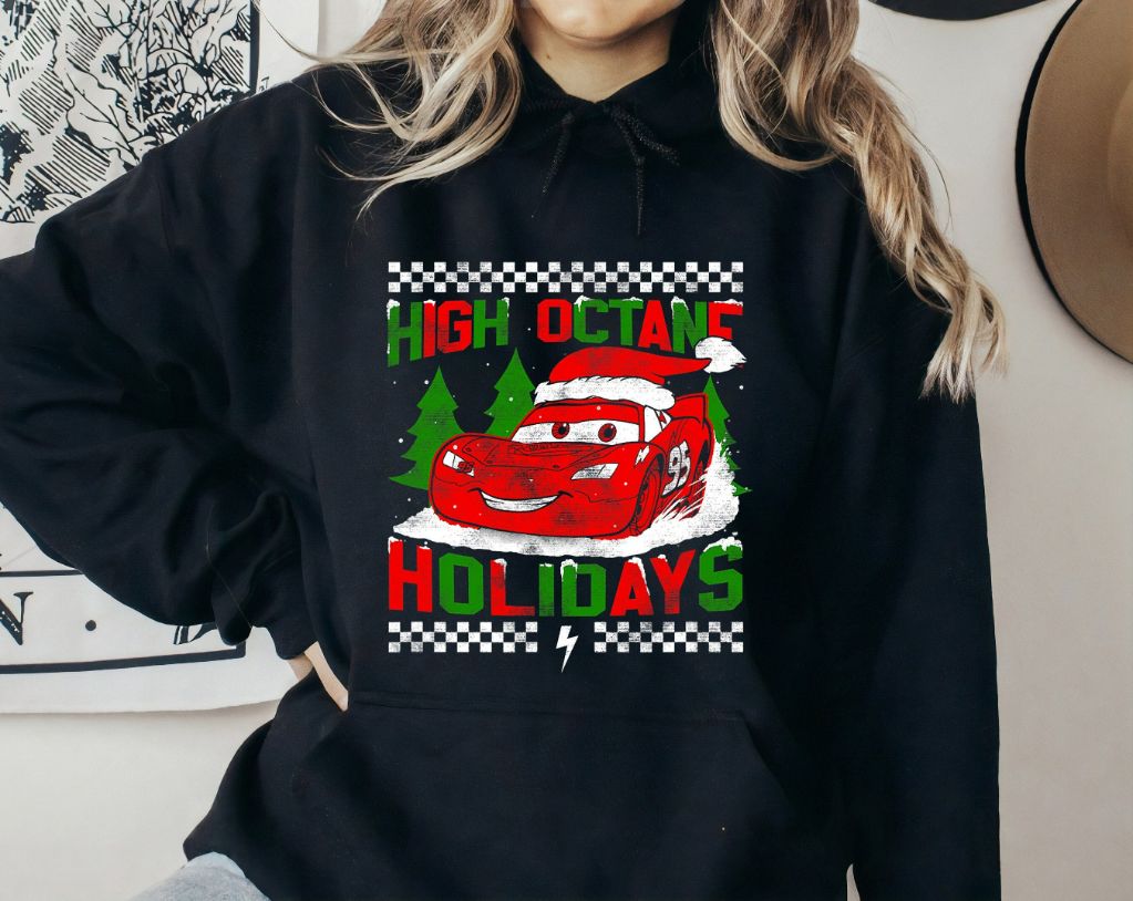 Disney Pixar Christmas Cars Lightning Mc Queen High Octane Holidays Sweatshirt